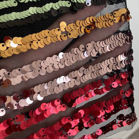 Apt. 9 Sequin Tank Top Multi-Color Sequins on Mesh over Black Tank Women's 2XL - Picture 7 of 14